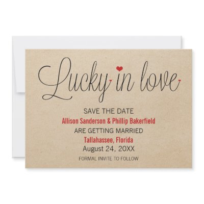 Lucky in Love Save the Date, Red Invitations