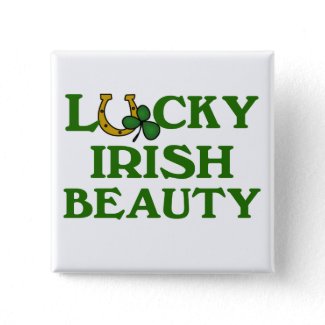 Lucky Irish Beauty T-shirts and Gifts button