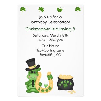 Lucky Irish Dragon Birthday Invite for Boys