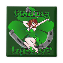 Lucky Irish Pin Up Girl Fridge Magnet  Lucky Gifts