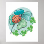 lucky ladybug and clovers design print