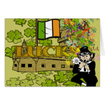 Lucky Leprechaun With His Irish Castle cards by IrishBlessings Lucky Leprechaun With His Irish Castle cards