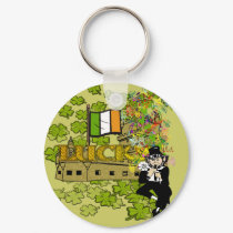 Lucky Leprechaun With His Irish Castle keychains by IrishBlessings Lucky Leprechaun With His Irish Castle keychains