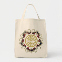Lucky Longevity Chinese Charm Canvas Bags