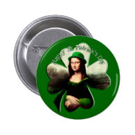 Lucky Mona Lisa St Patrick's Day Shamrock 2 Inch Round Button