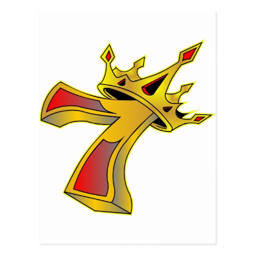 lucky number 7 with crown tattoo postcard zazzle lucky number 7 with crown tattoo postcard zazzle