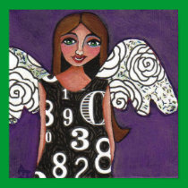 Lucky Numbers Angel - print by folkartblonde Lucky Numbers Angel - print