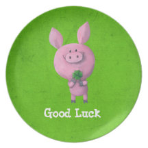 Lucky pig -custom text- party plate