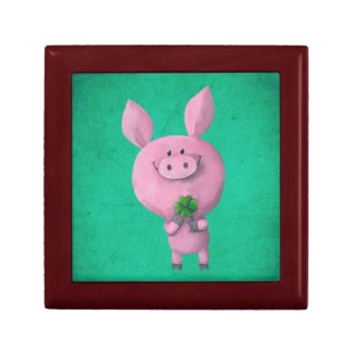 Lucky pig with lucky four leaf clover trinket boxes