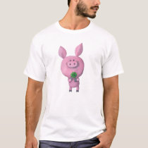 artsprojekt, pig, clover, lucky, lucky pig, four-leaf clover, lucky clover, lucky charm, lucky gift, good luck, adorable pig, little pig, little piggy, illustration pig, Shirt with custom graphic design