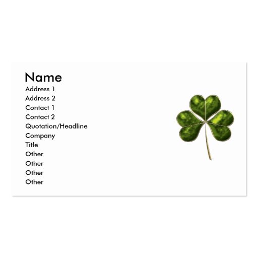 Lucky Shamrock 1 Business Card Templates (front side)