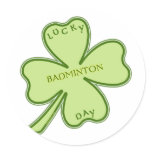 Lucky Shamrock Badminton Round Sticker