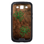 Lucky shamrock celtic knot on leather galaxy s3 covers