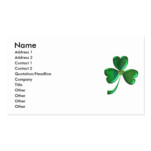 Lucky Shamrock Hearts 1 Business Cards (front side)