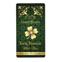 Lucky Shamrock Lace Wedding Wine Label