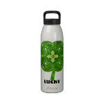 Lucky Shiny Fractal Art Four Leaf Clover Water Bottle