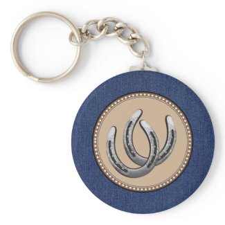 Lucky Silver Horseshoes Western style keychain