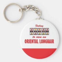 Lucky to Own an Oriental Longhair Fun Cat Design Keychain