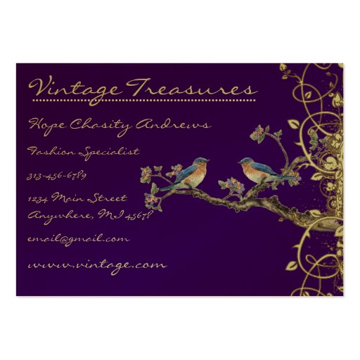 Lucky Vintage Bluebirds Swirl Design Business Card Templates (front side)