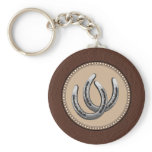 Lucky Western Silver Horseshoes Keychains