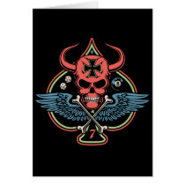 Lucky Winged Maltese Devil Skull of Spades Card