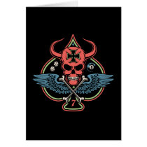 Lucky Winged Maltese Devil Skull of Spades Greeting Cards