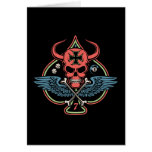 Lucky Winged Maltese Devil Skull of Spades Card