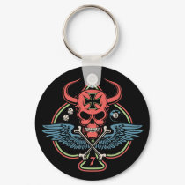 Lucky Winged Maltese Devil Skull of Spades keychains by skullabee Lucky Winged Maltese Devil Skull of Spades keychains