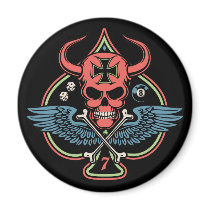Lucky Winged Maltese Devil Skull of Spades Magnet