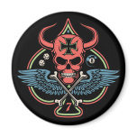 Lucky Winged Maltese Devil Skull of Spades Magnet