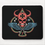 Lucky Winged Maltese Devil Skull of Spades Mousepads