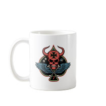 Lucky Winged Maltese Devil Skull of Spades Mugs