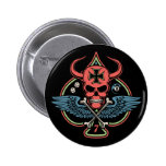 Lucky Winged Maltese Devil Skull of Spades Pin