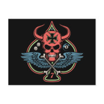 Lucky Winged Maltese Devil Skull of Spades Post Cards