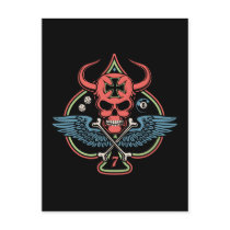 Lucky Winged Maltese Devil Skull of Spades Post Card