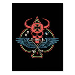 Lucky Winged Maltese Devil Skull of Spades Postcard