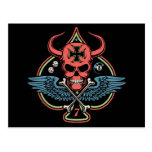 Lucky Winged Maltese Devil Skull of Spades Postcard