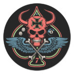 Lucky Winged Maltese Devil Skull of Spades Sticker