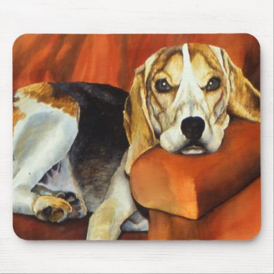 Lucy Beagle Mouse Pad by artbyjolyn