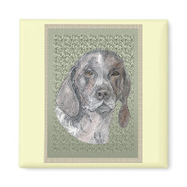 Lucy Portrait Square Magnet by rosiesworkshop Lucy Portrait Square Magnet