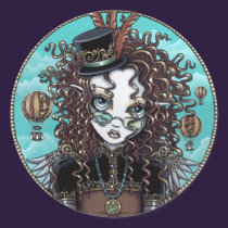 "Lucy" Steam Punk Air Balloon Fairy Art Sticker stickers