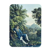 Ludwig van Beethoven by a River (coloured engravin Rectangular Magnet