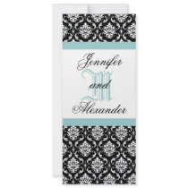 lue Monogram Wedding Damask Invitation