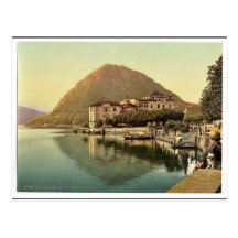 Lugano, the quay, and San Salvatore, Tessin, Switz Postcards