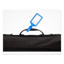 Luggage bag with identification tag personalized announcement
