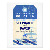 Luggage Tag Vintage Destination Wedding Save Date Personalized Invitations
