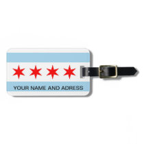 Luggage Tag with Flag of Chicago, Illinois, USA luggage tags