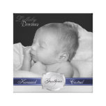 Lullaby Dreams Navy Ribbon Add Baby Photo Canvas Gallery Wrapped Canvas