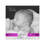 Lullaby Dreams Pink Ribbon Add Baby Photo Canvas Stretched Canvas Print
