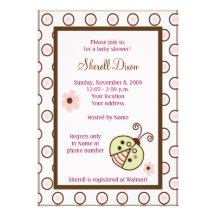 Lullabye Ladybug 5x7 Pink Trendy Invitations